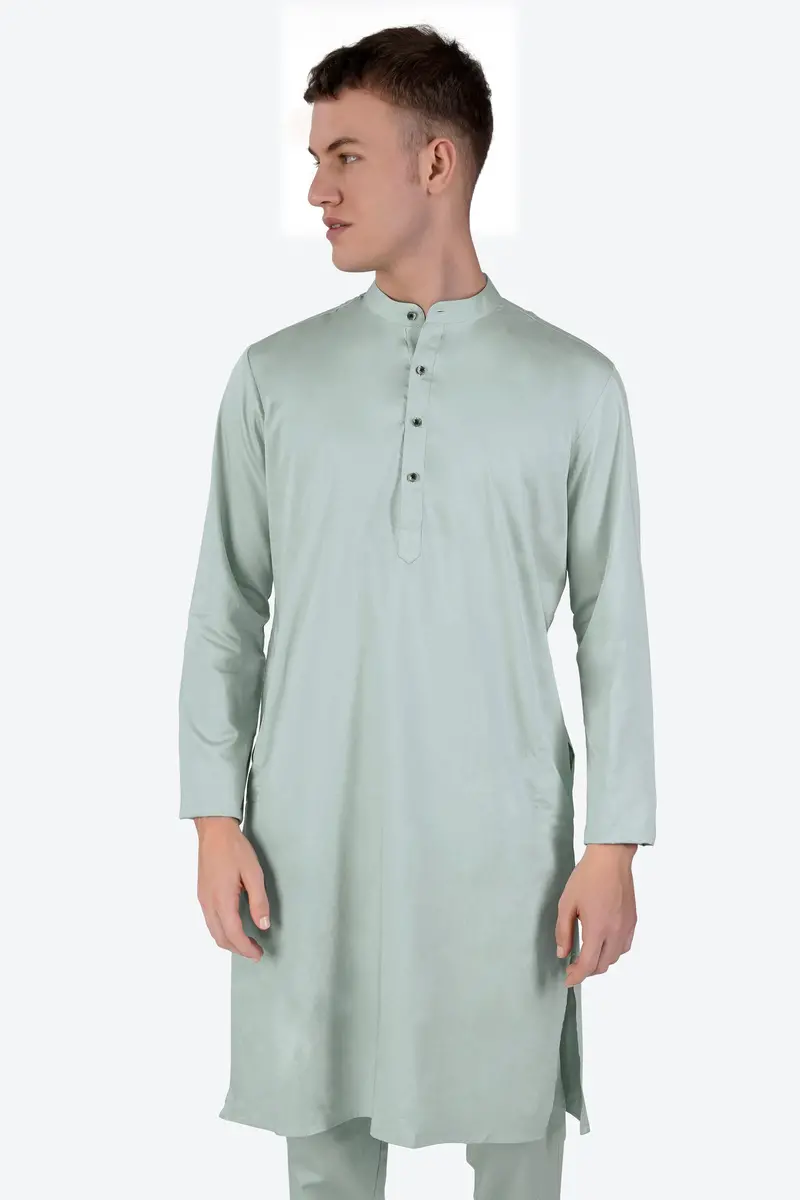 Periglacial Green Subtle Sheen Super Soft Premium Cotton Kurta 6