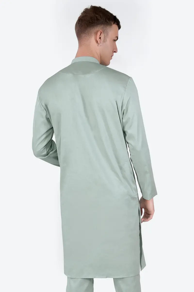 Periglacial Green Subtle Sheen Super Soft Premium Cotton Kurta 7
