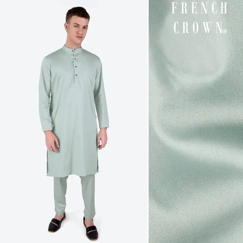 Periglacial Green Subtle Sheen Super Soft Premium Cotton Kurta Set 1