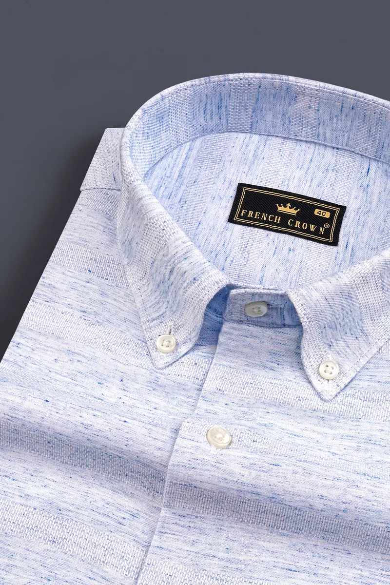 Periwinkle Blue Dobby Textured Premium Cotton Shirt 1