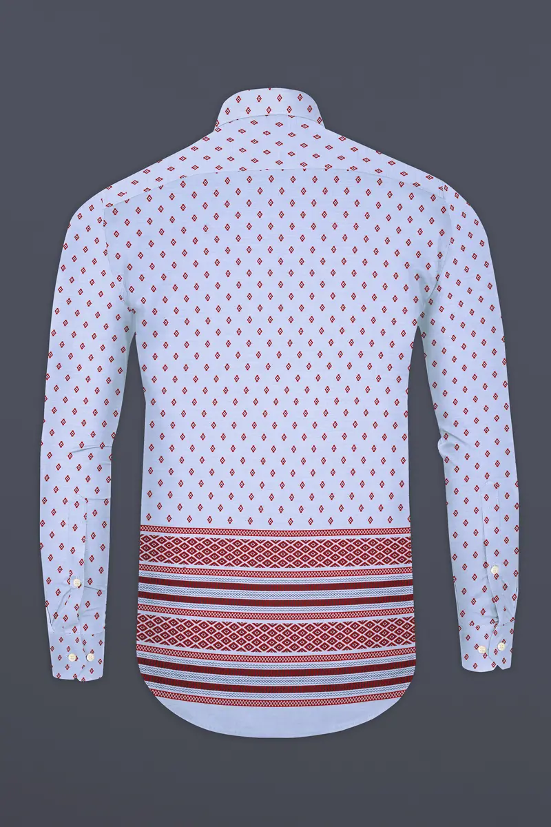 Periwinkle Blue Printed Twill Premium Cotton Shirt 6