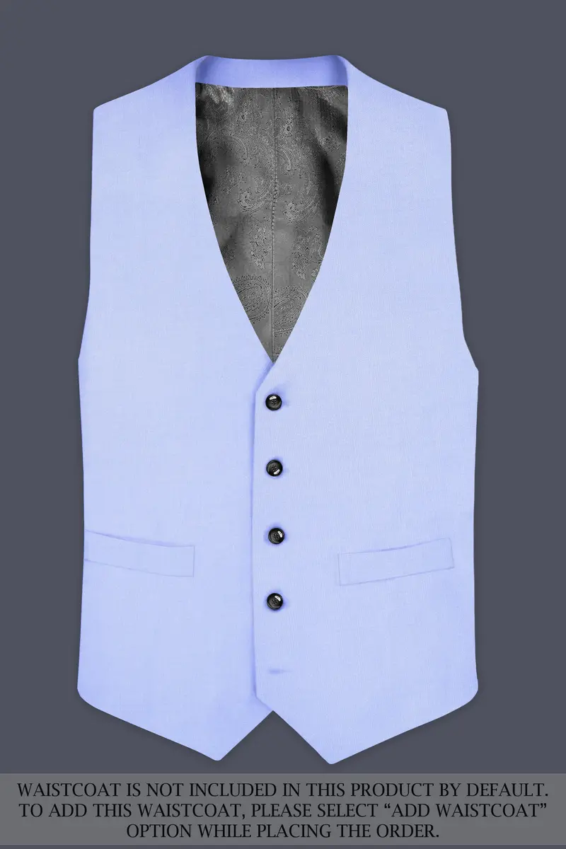 Periwinkle Blue Solid Wool Rich Double Breasted Slight Stretch Suit 16