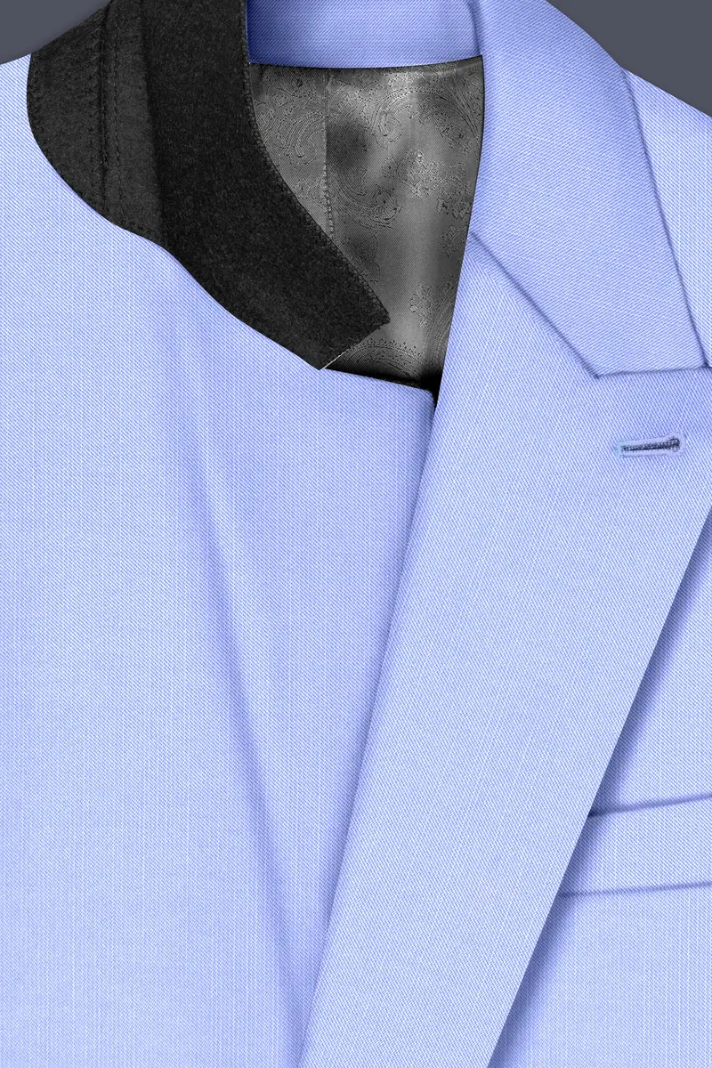 Periwinkle Blue Solid Wool Rich Double Breasted Slight Stretch Suit 5