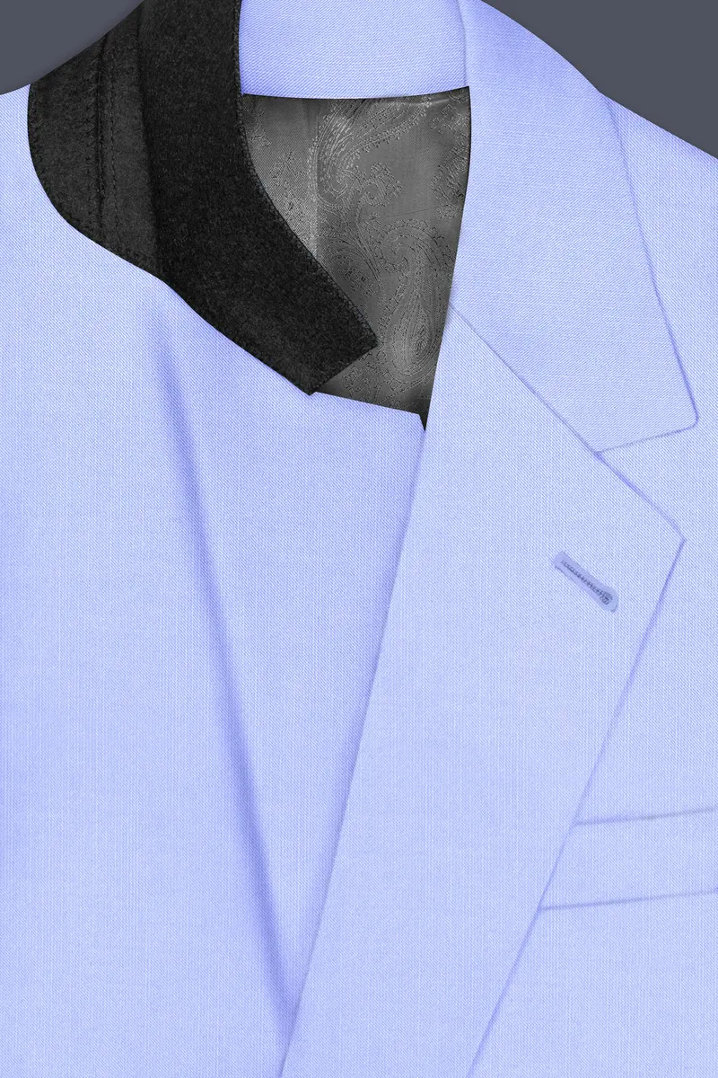 Periwinkle Blue Solid Wool Rich Single Breasted Slight Stretch Blazer 4