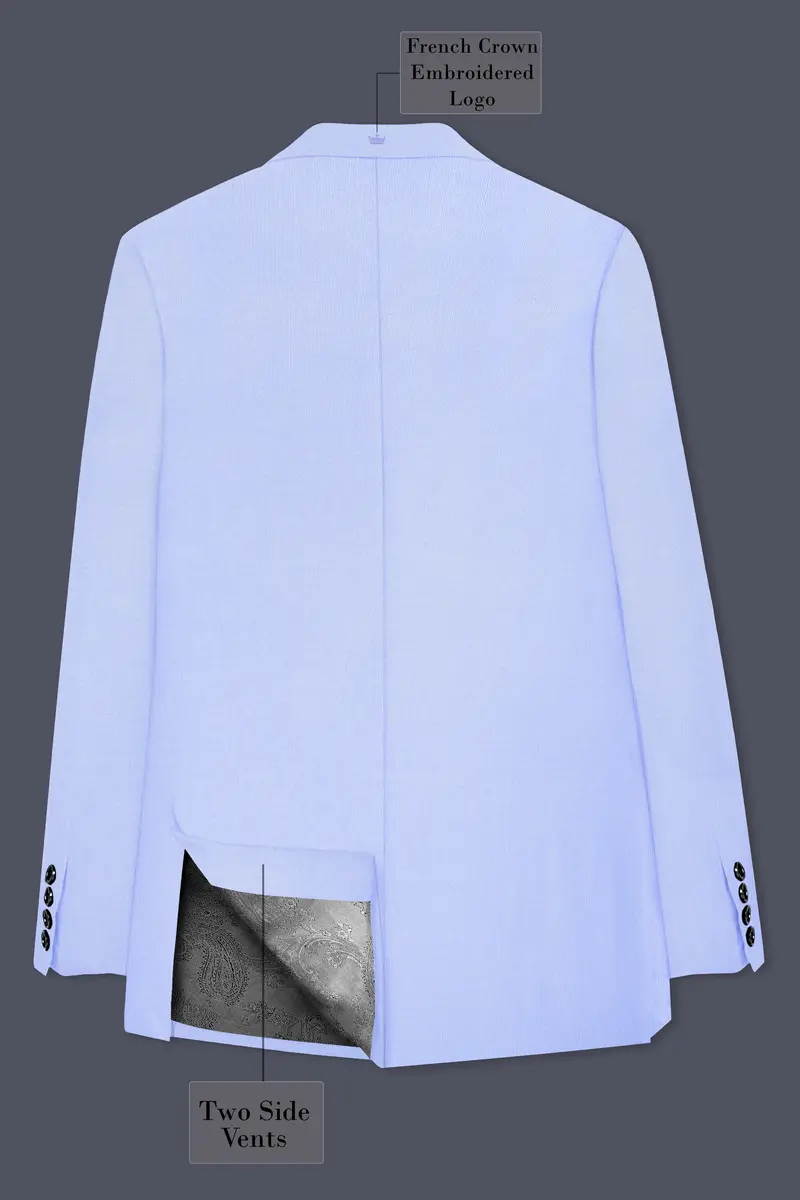 Periwinkle Blue Solid Wool Rich Single Breasted Slight Stretch Blazer 7