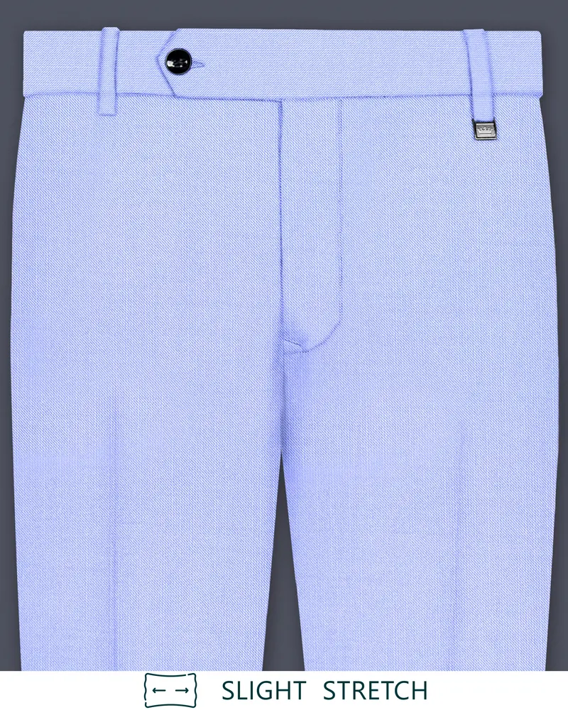 Periwinkle Blue Solid Wool Rich Slight Stretch Waistband Pant 1