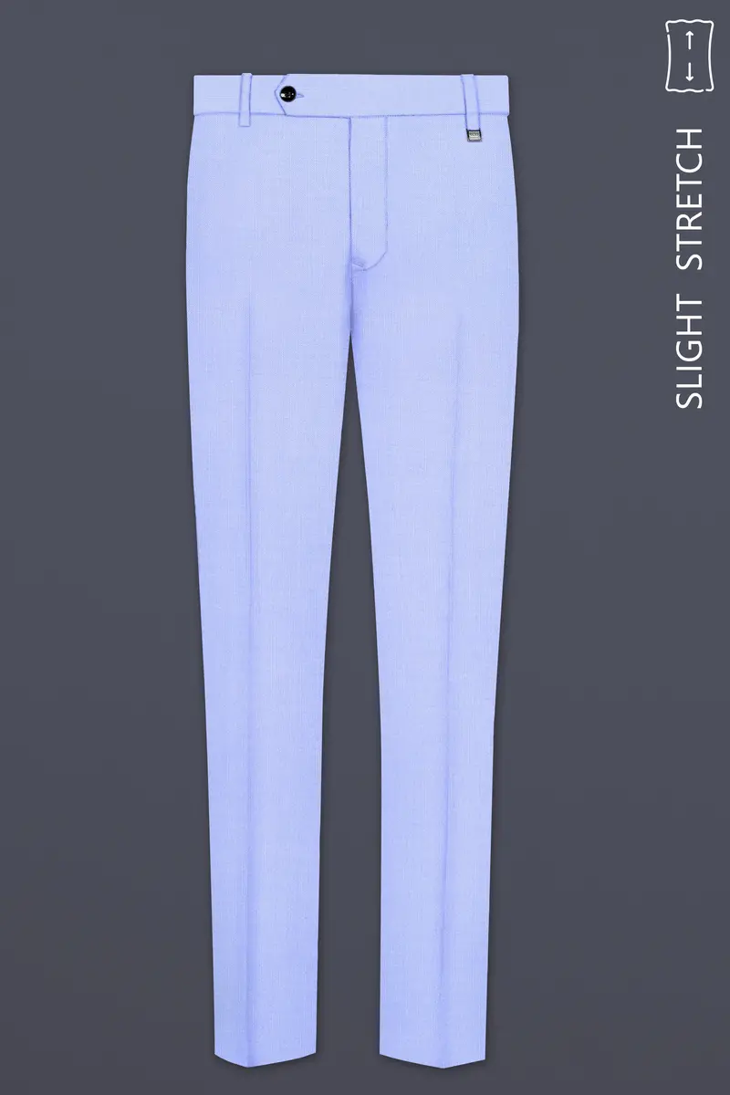 Periwinkle Blue Solid Wool Rich Slight Stretch Waistband Pant 2