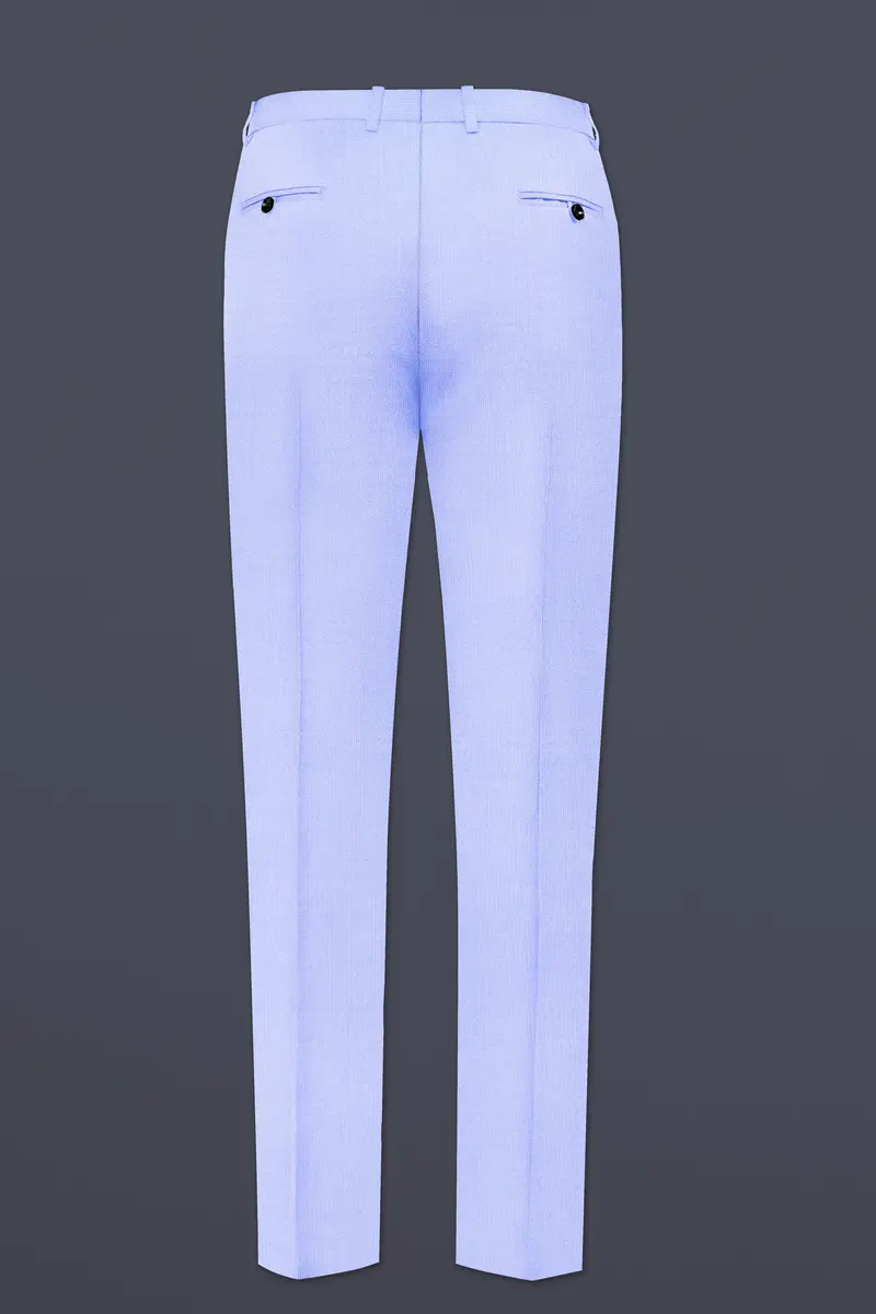 Periwinkle Blue Solid Wool Rich Slight Stretch Waistband Pant 5