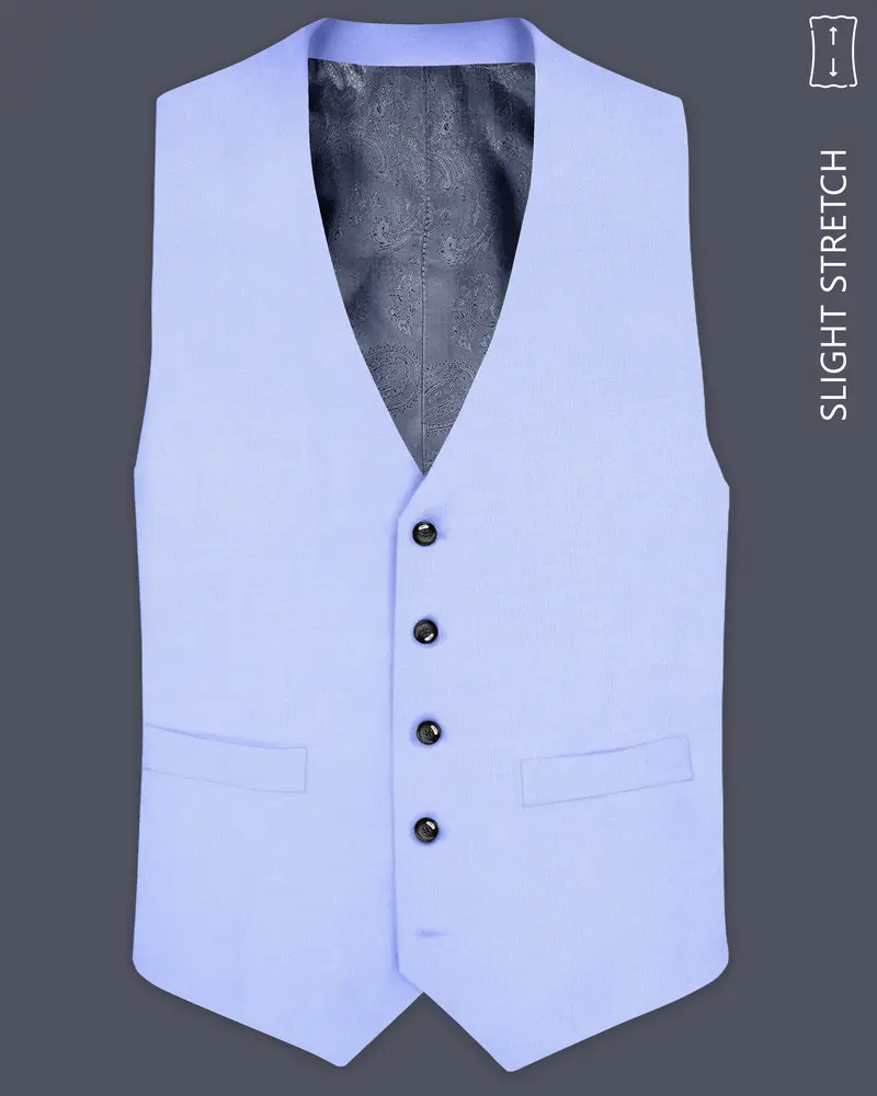 Periwinkle Blue Solid Wool Rich Slight Stretch Waistcoat 1