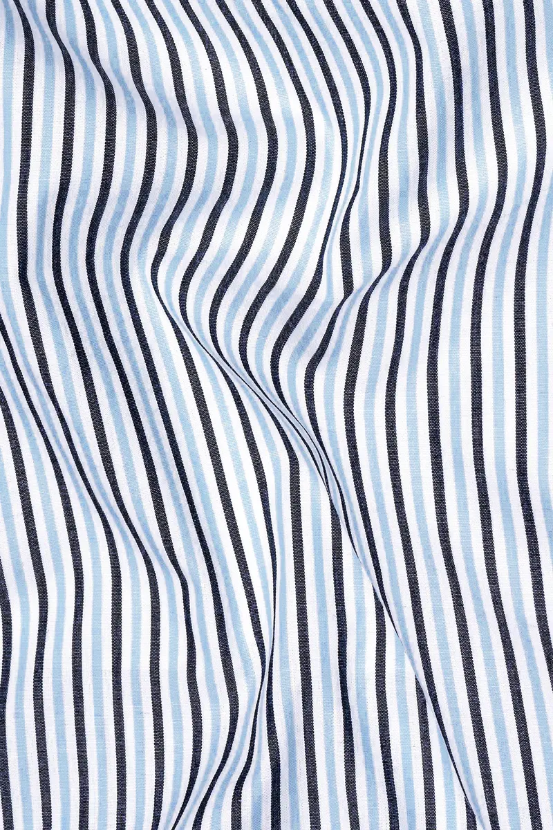 Periwinkle Blue Striped Premium Cotton Shirt 2