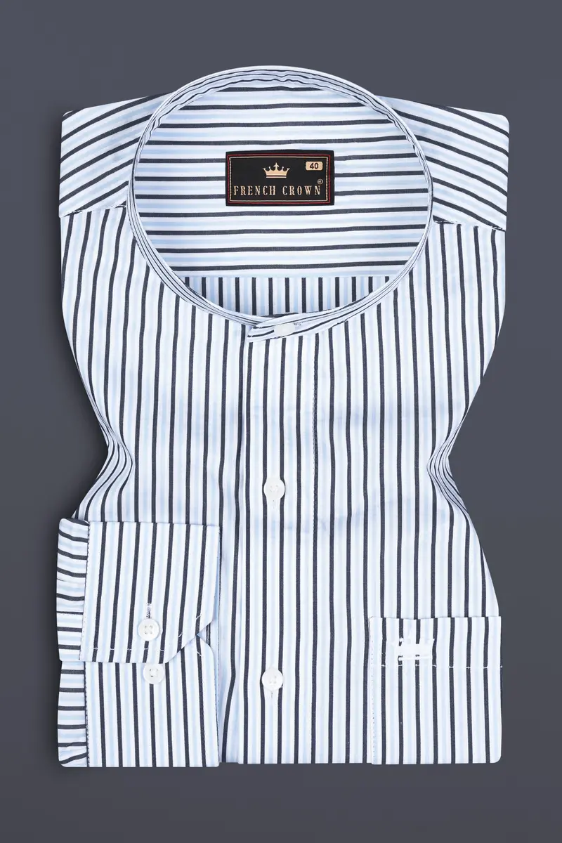 Periwinkle Blue Striped Premium Cotton Shirt 3