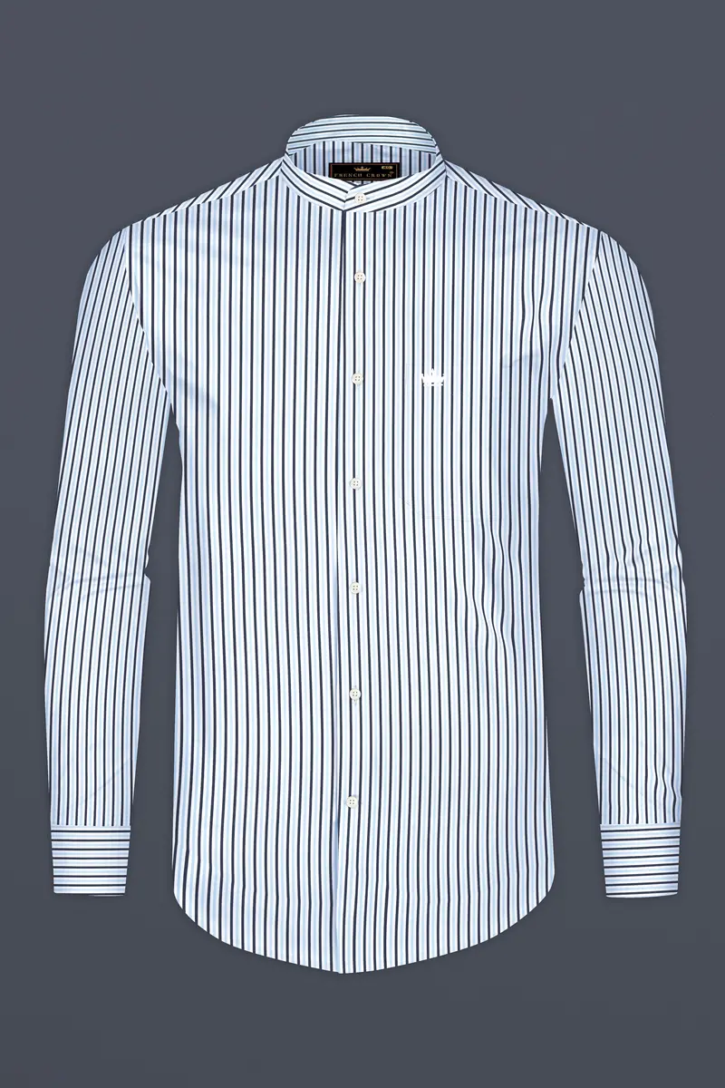 Periwinkle Blue Striped Premium Cotton Shirt 4