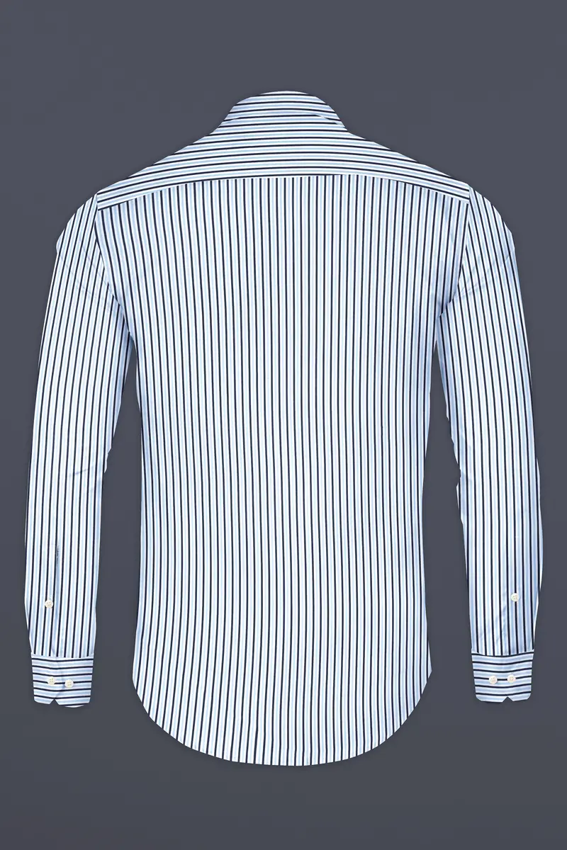 Periwinkle Blue Striped Premium Cotton Shirt 5