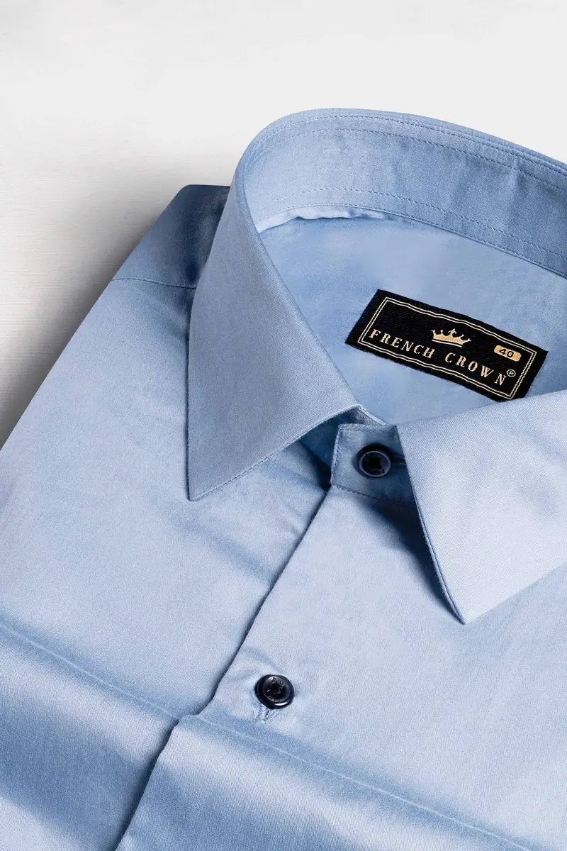 Periwinkle Blue Subtle Sheen Super Soft Premium Cotton Shirt 1