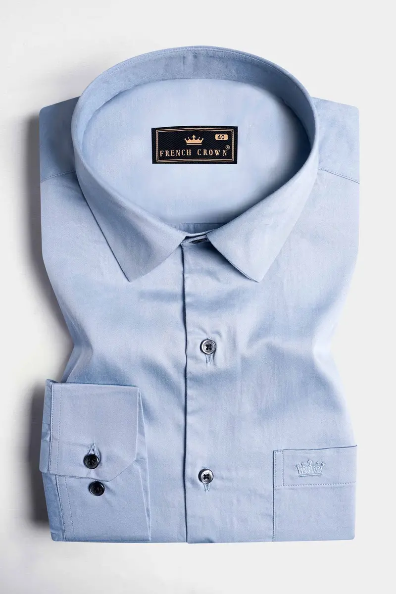Periwinkle Blue Subtle Sheen Super Soft Premium Cotton Shirt 3