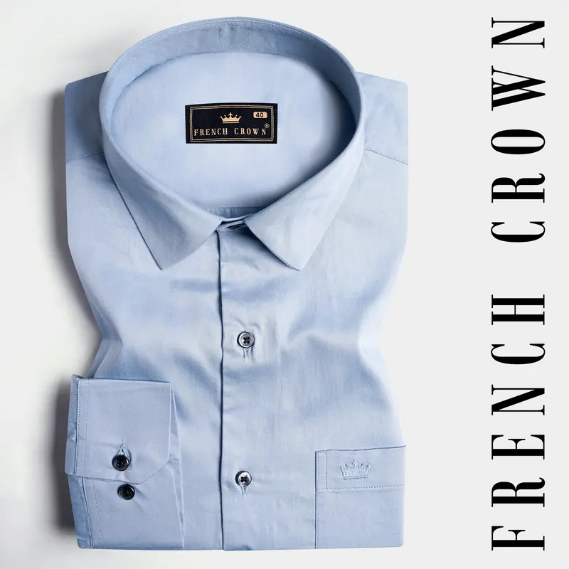 Periwinkle Blue Subtle Sheen Super Soft Premium Cotton Shirt 6