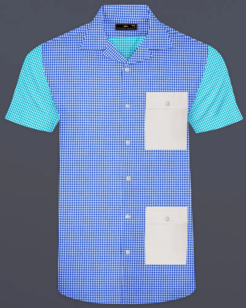 Persian Blue And White Checkered Premium Cotton Designer Shirt 1