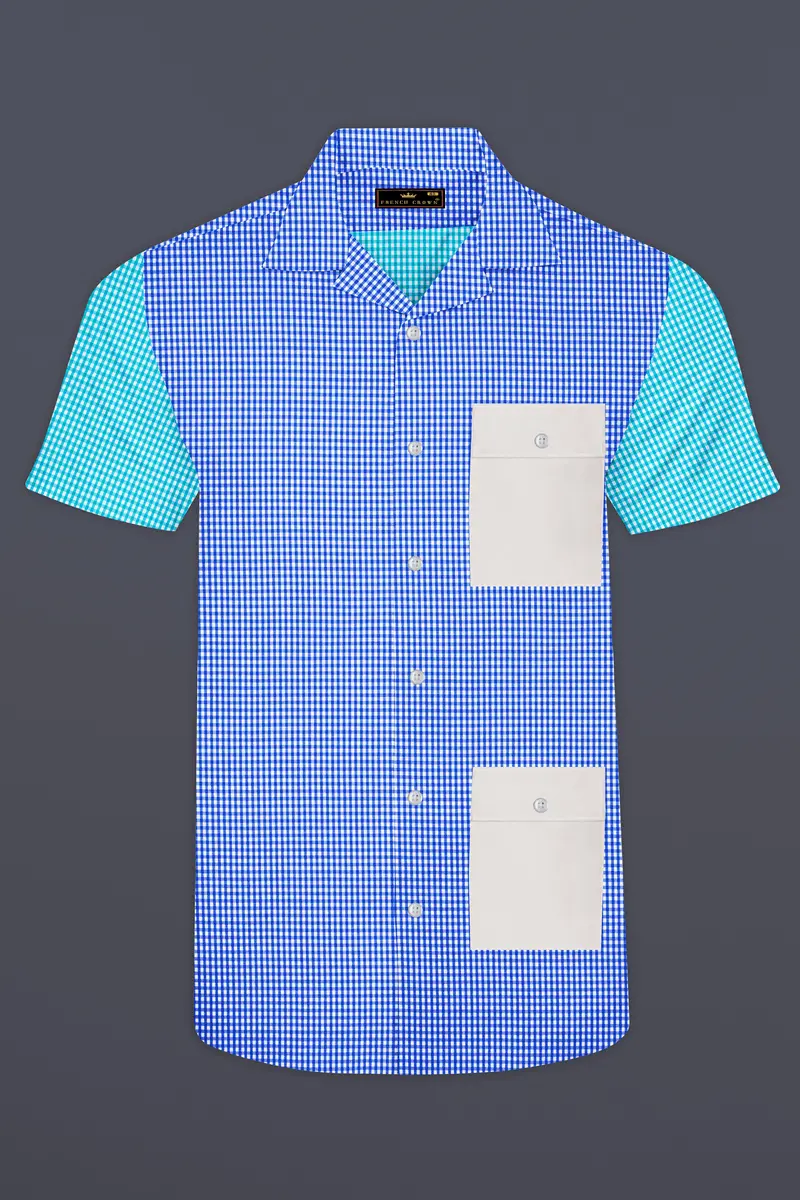 Persian Blue And White Checkered Premium Cotton Designer Shirt 2