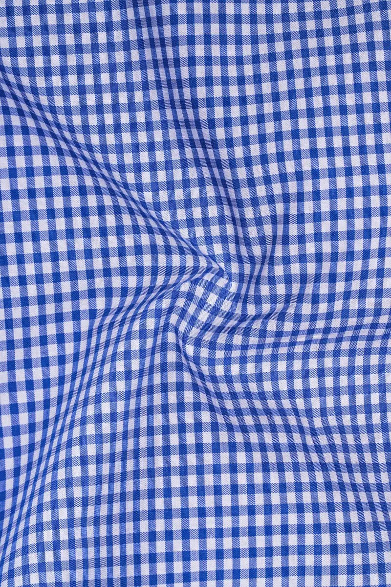 Persian Blue And White Checkered Premium Cotton Designer Shirt 3