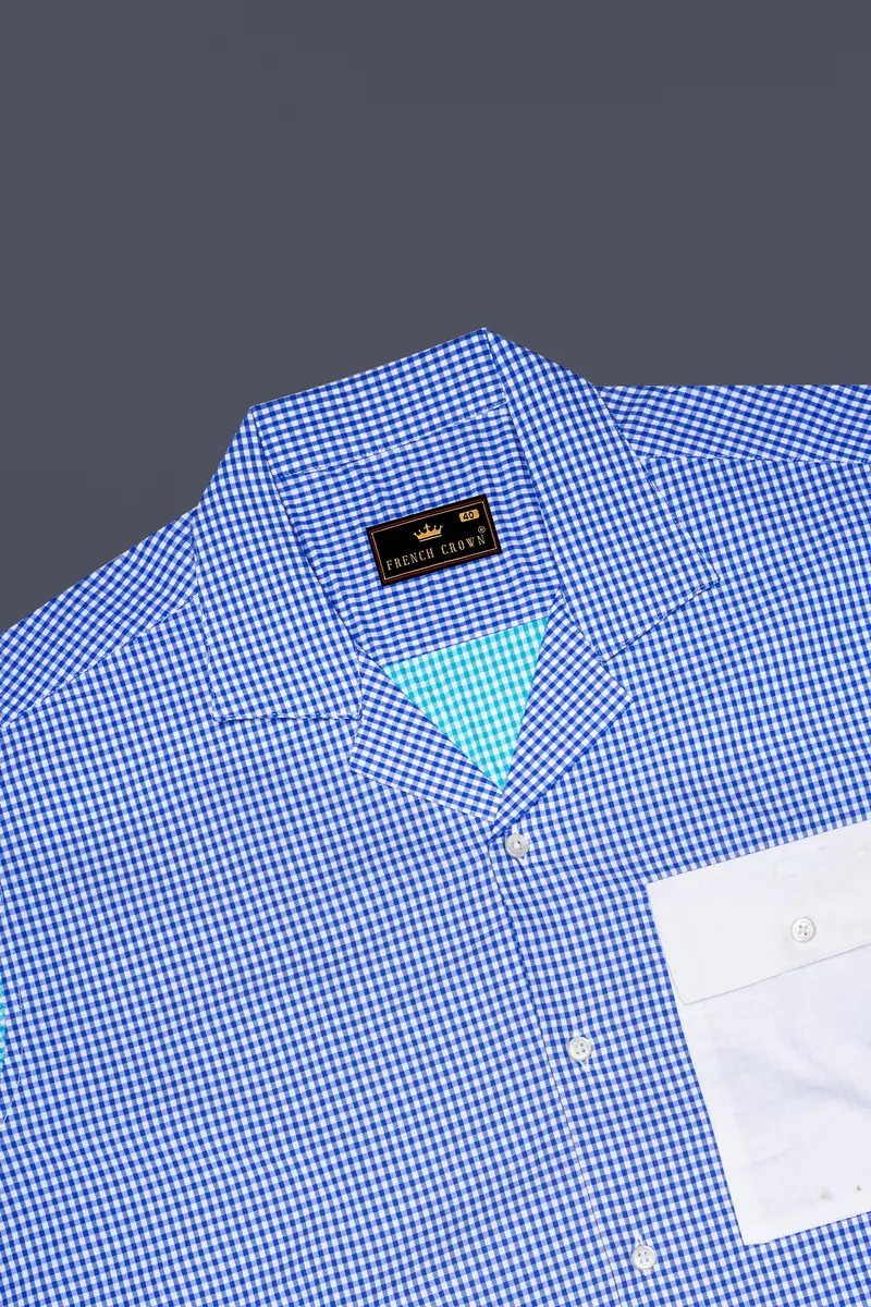 Persian Blue And White Checkered Premium Cotton Designer Shirt 6