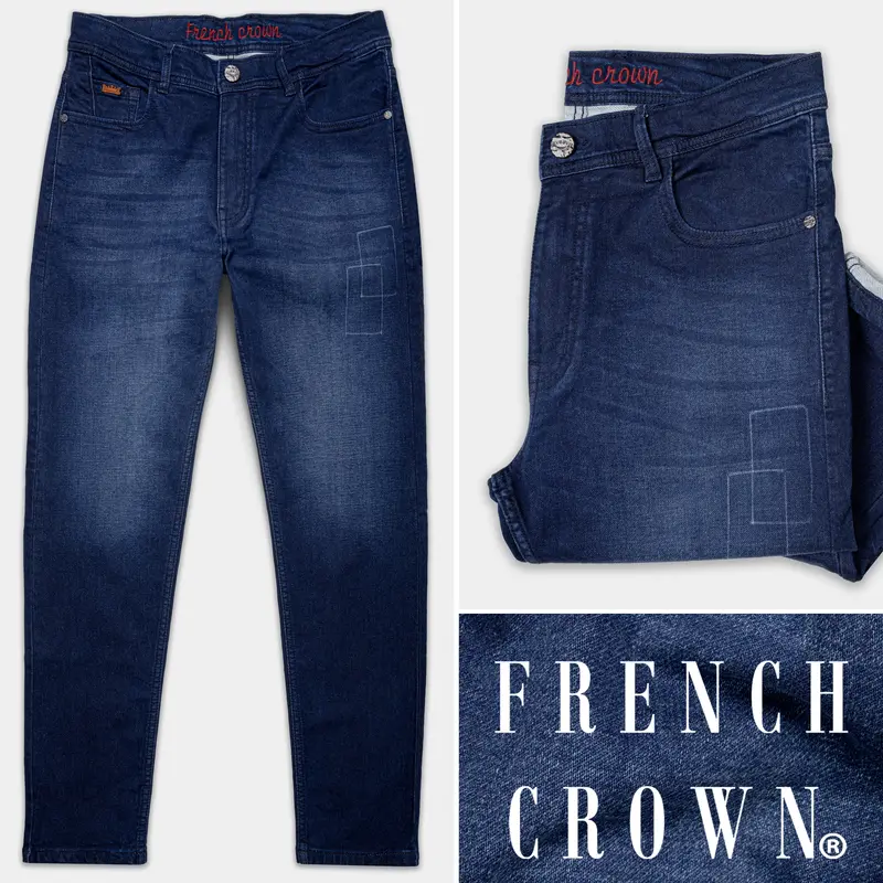 Persian Blue Stone Wash Stretchable Denim 1