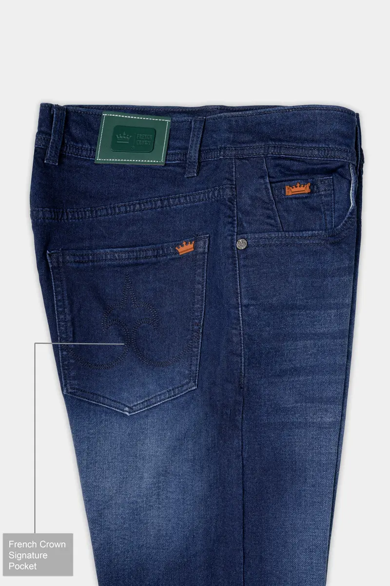 Persian Blue Stone Wash Stretchable Denim 7