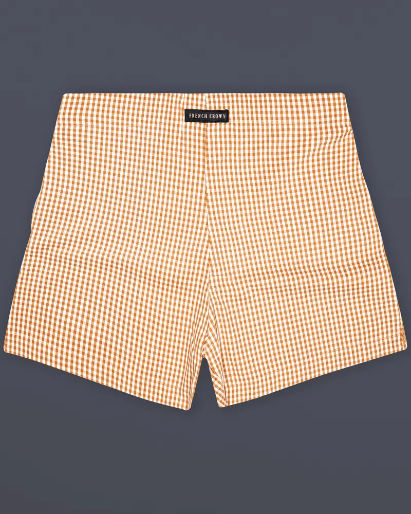 Persian Orange And White Plaid Poplin Premium Cotton Boxer 1