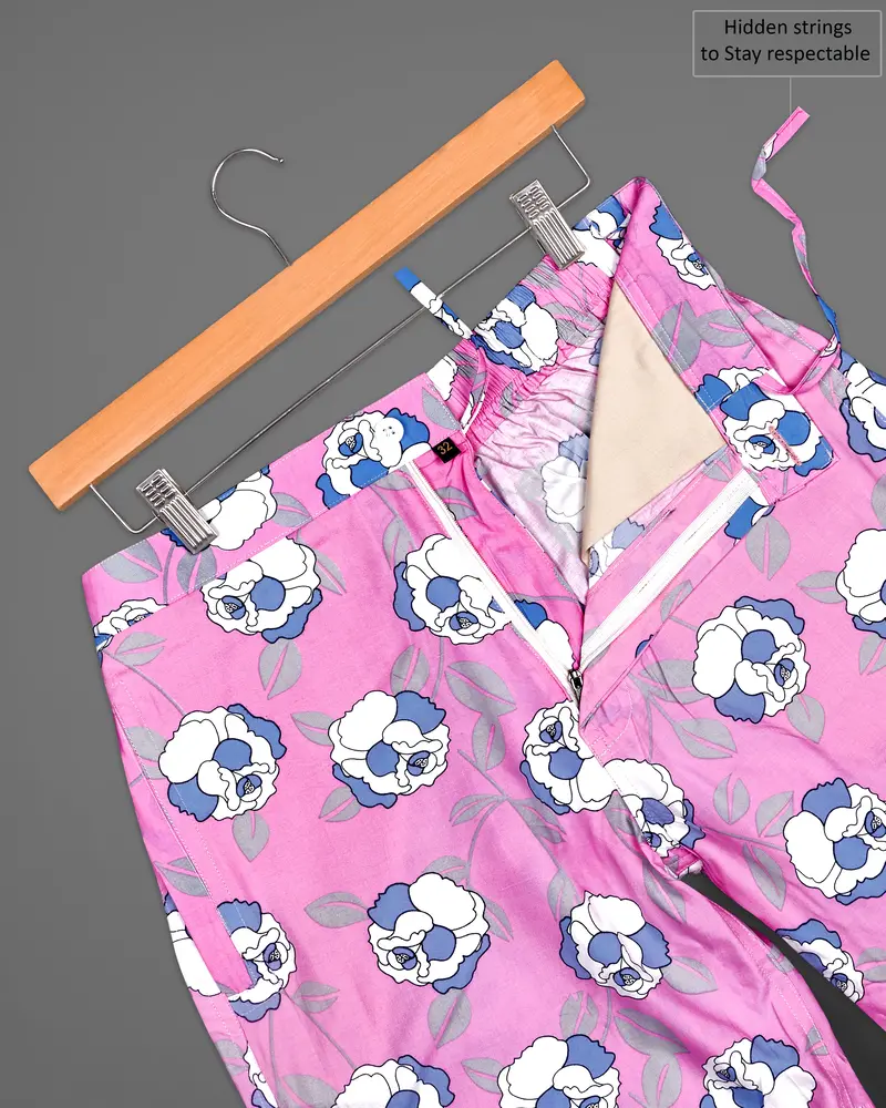 Persian Pink Floral Printed Premium Cotton Shorts 4