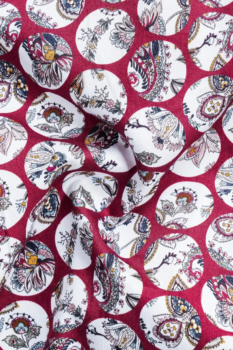 Persian Plum Maroon And White Multicolour Floral Printed Subtle Sheen Super Soft Premium Cotton Shirt 2