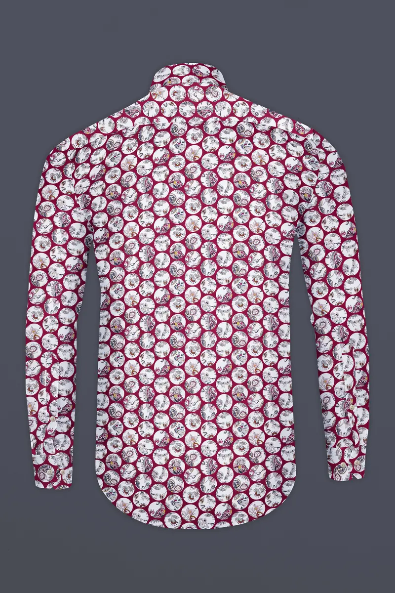 Persian Plum Maroon And White Multicolour Floral Printed Subtle Sheen Super Soft Premium Cotton Shirt 5