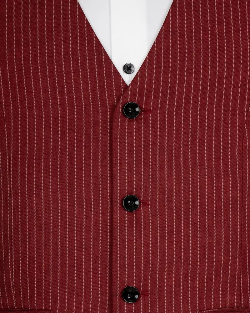 Persian Plum Red Striped Wool Rich Waistcoat 5