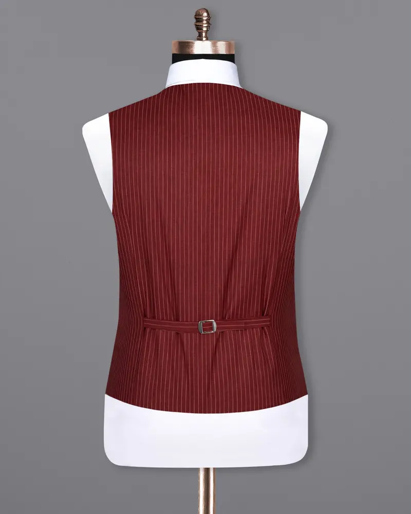 Persian Plum Red Striped Wool Rich Waistcoat 6