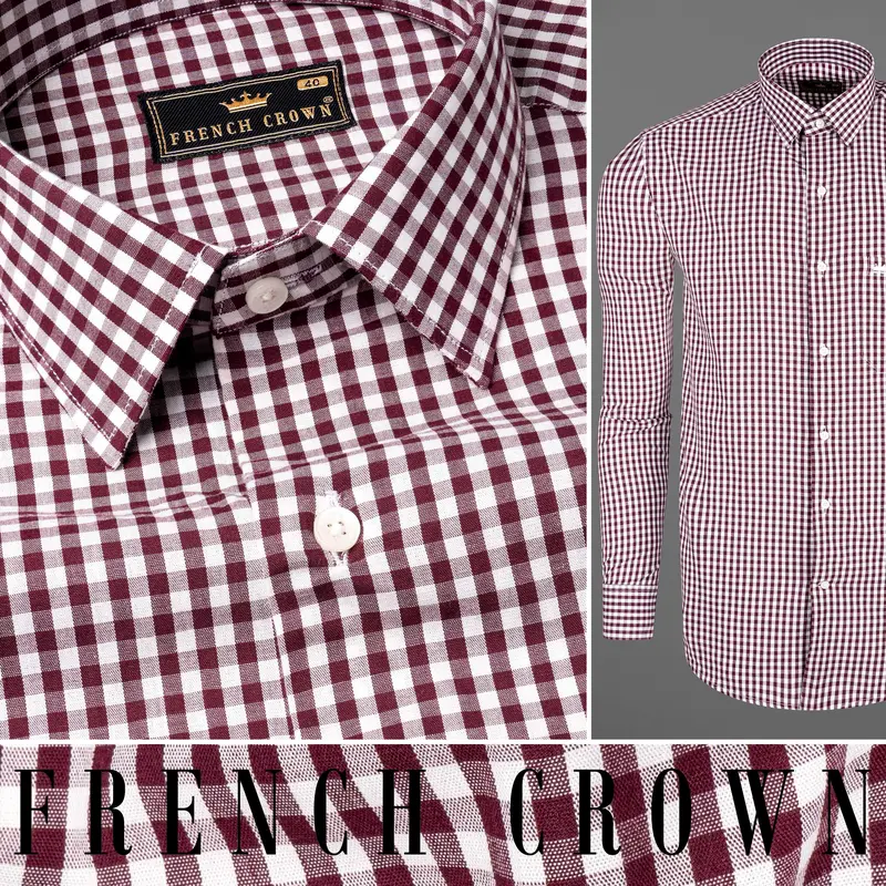 Persian Plum With Alabaster White Checkered Premium Cotton Shirt 10