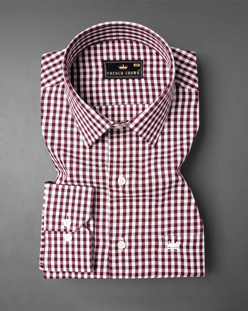 Persian Plum With Alabaster White Checkered Premium Cotton Shirt 3