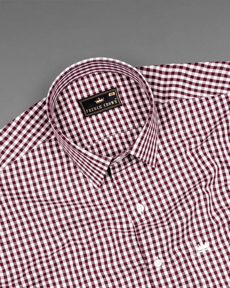 Persian Plum With Alabaster White Checkered Premium Cotton Shirt 4