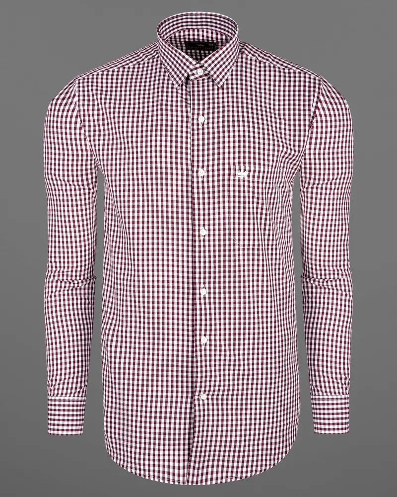 Persian Plum With Alabaster White Checkered Premium Cotton Shirt 5