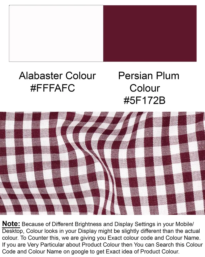 Persian Plum With Alabaster White Checkered Premium Cotton Shirt 8