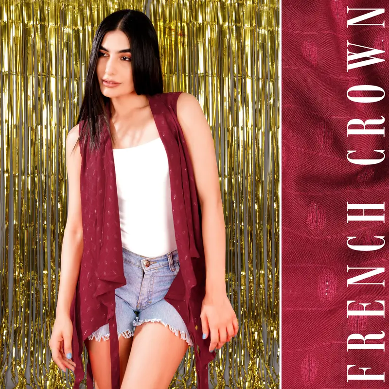 Persian Red Printed Viscose Shrug 1