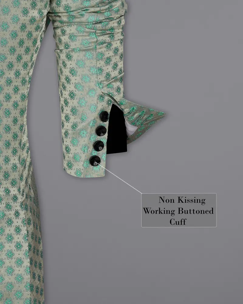Persian With Celeste Green Jacquard Textured Designer Blazer 10