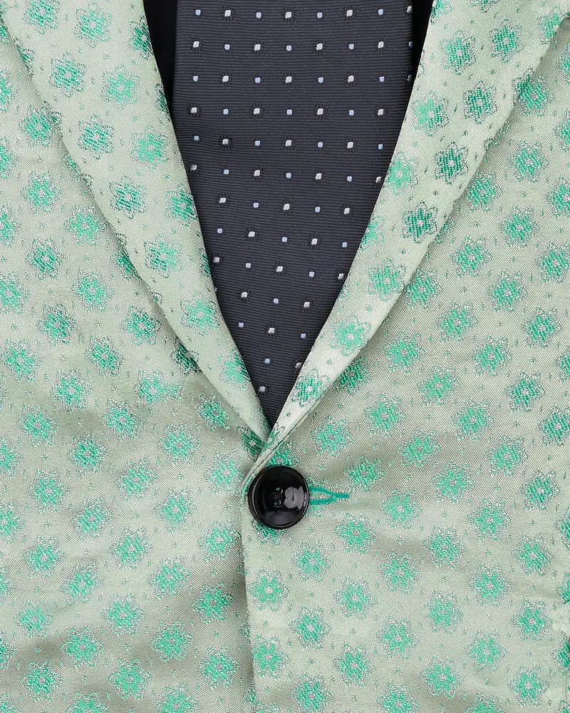 Persian With Celeste Green Jacquard Textured Designer Blazer 4