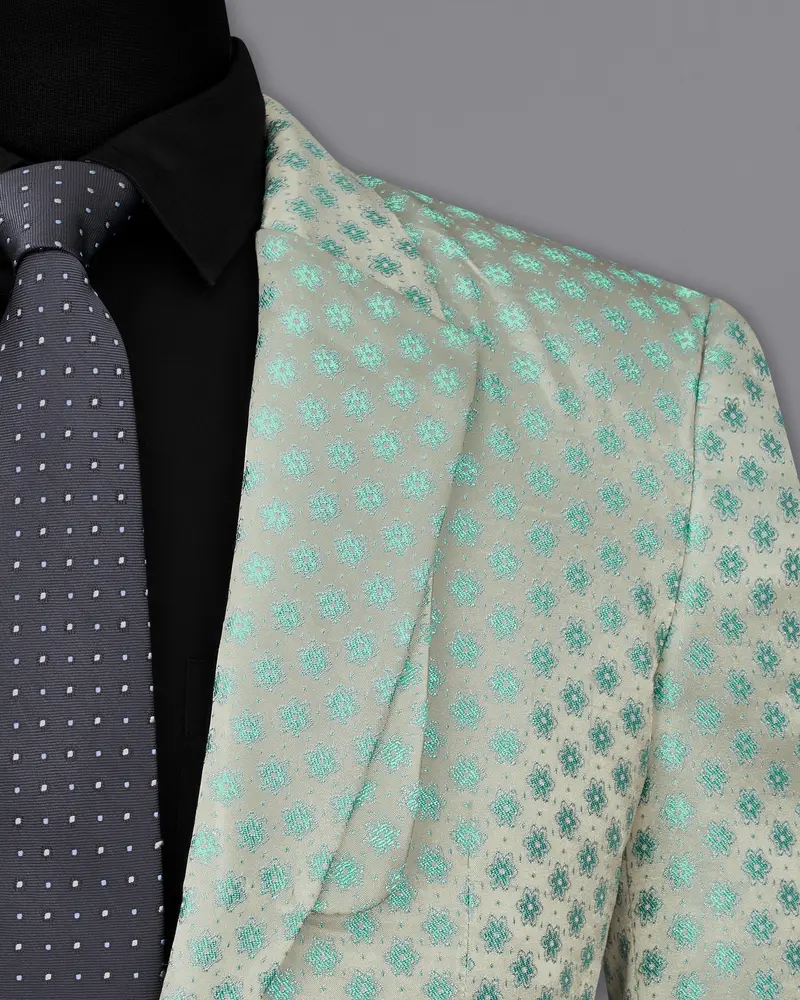 Persian With Celeste Green Jacquard Textured Designer Blazer 6