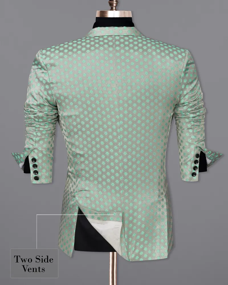 Persian With Celeste Green Jacquard Textured Designer Blazer 9