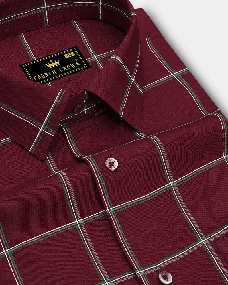 Persianplum Red Windowpane Royal Oxford Shirt 1