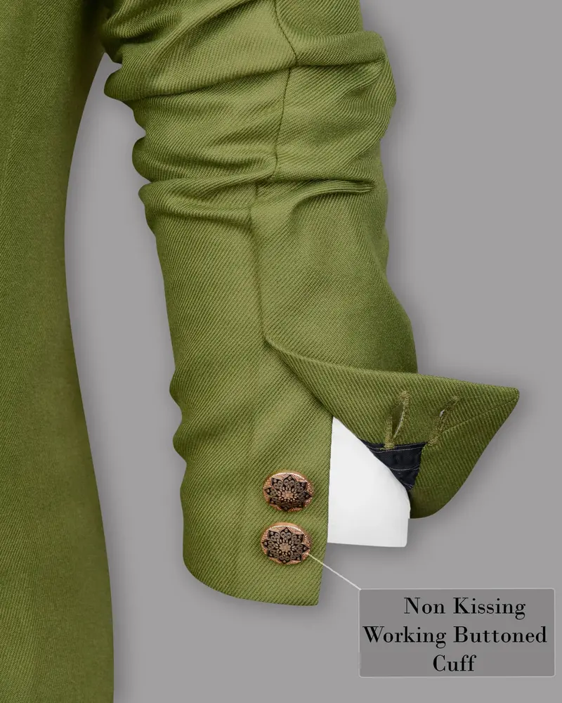 Pesto Green Bandhgala/Mandarin Blazer 10