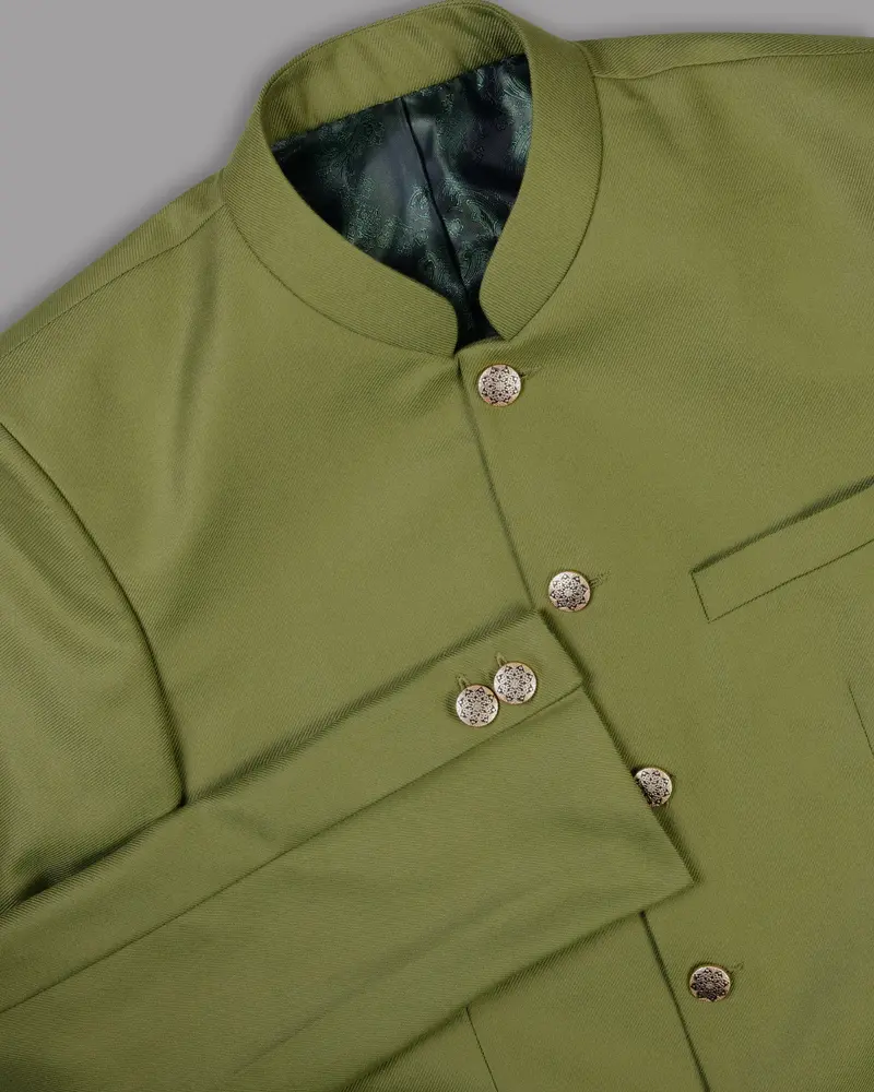 Pesto Green Bandhgala/Mandarin Blazer 11