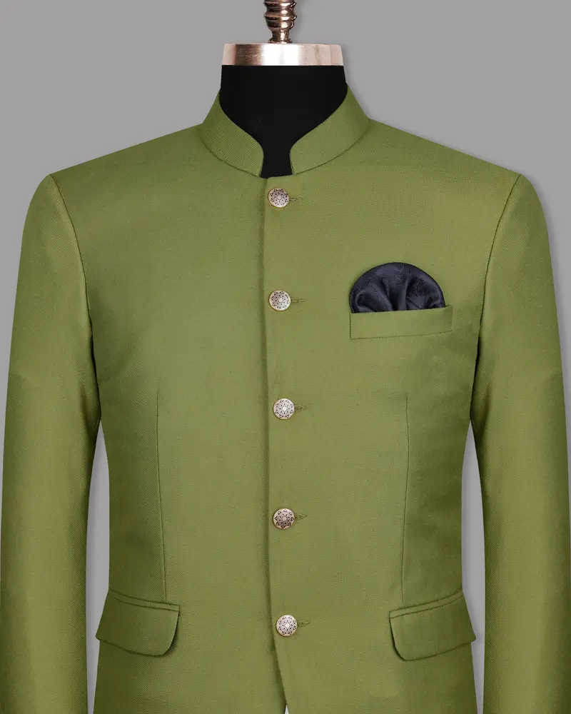 Pesto Green Bandhgala/Mandarin Blazer 2