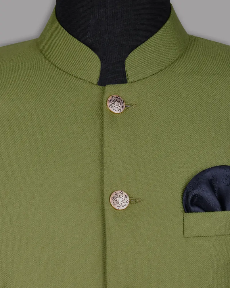 Pesto Green Bandhgala/Mandarin Blazer 4