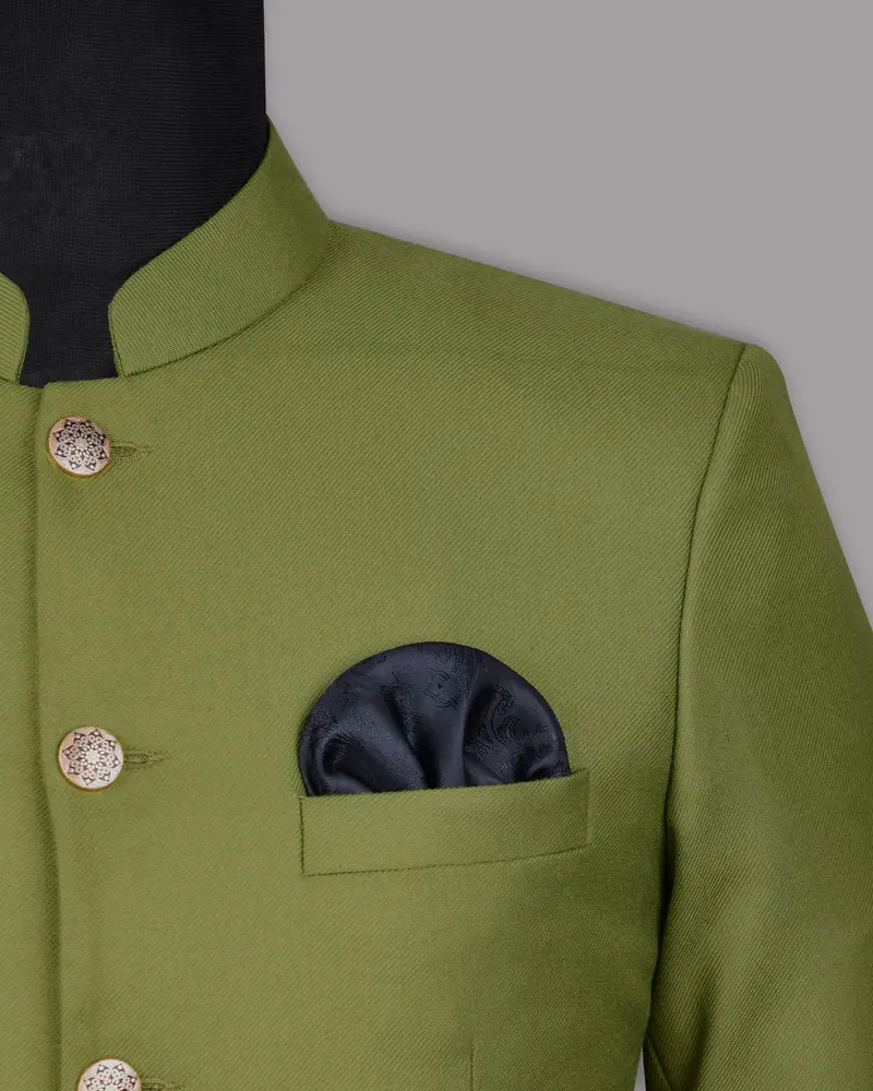 Pesto Green Bandhgala/Mandarin Blazer 6