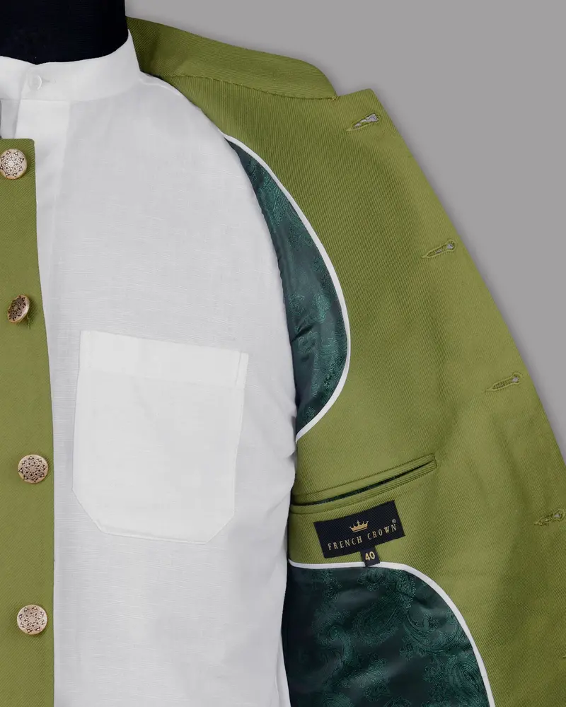Pesto Green Bandhgala/Mandarin Blazer 7