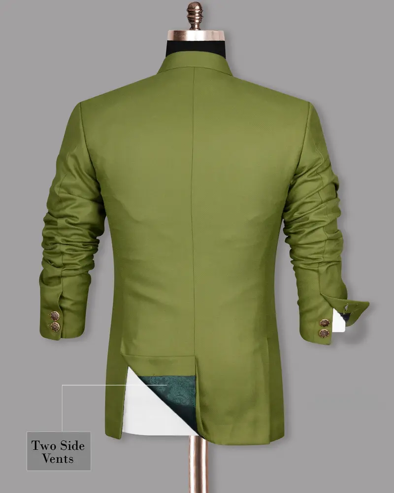 Pesto Green Bandhgala/Mandarin Blazer 9